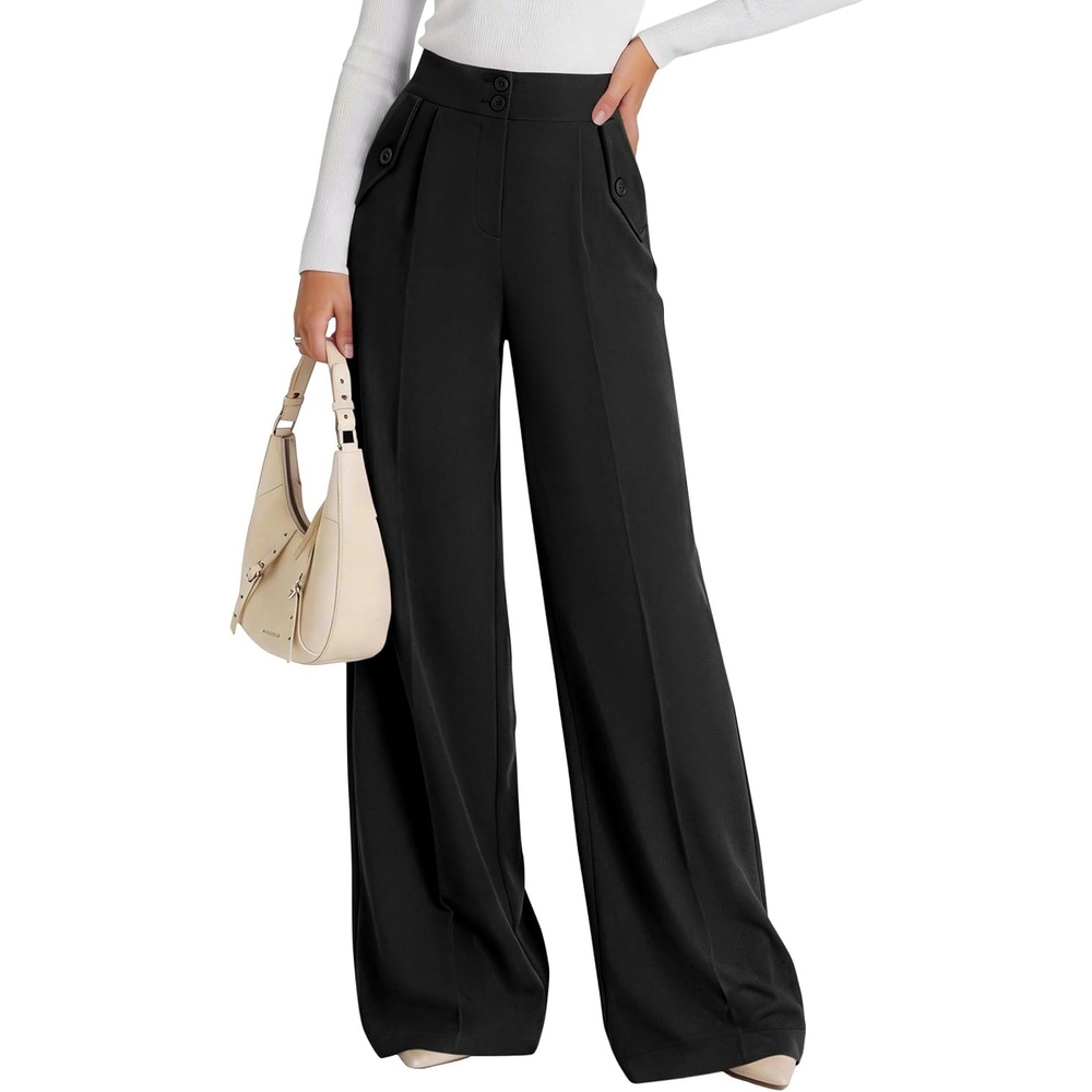 image:imagePRETTYGARDEN Womens Wide Leg Work Dress Pants TrousersBlack