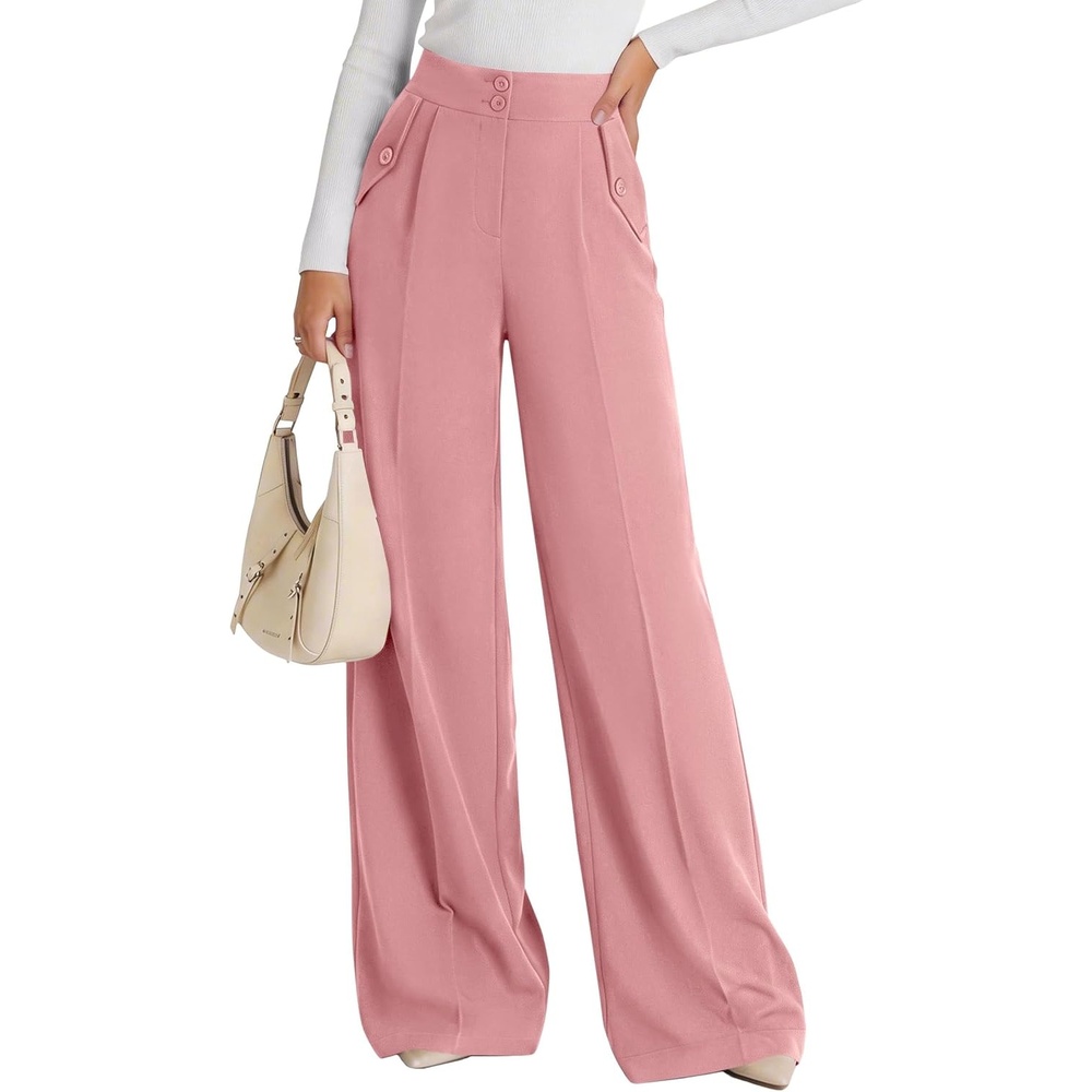 image:imagePRETTYGARDEN Womens Wide Leg Work Dress Pants TrousersPink