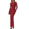 image:imagePRETTYGARDEN Womens Floral Bodycon Maxi Dress Wedding Guest DressesRed