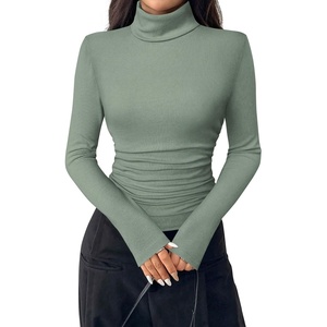 PRETTYGARDEN Turtleneck Tops for Women Long Sleeve Shirts(Sage Green)