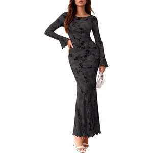 PRETTYGARDEN Women’s Floral Bodycon Maxi Dress Wedding Guest Dresses(Style2-black)