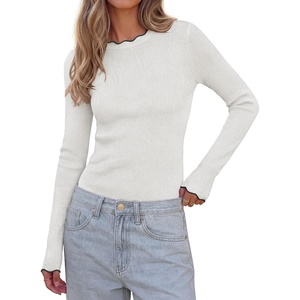PRETTYGARDEN Women’s Long Sleeve Ribbed Knit Pullover Sweaters(White)