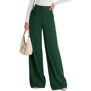 PRETTYGARDEN Women’s Wide Leg Work Dress Pants Trousers(Dark Green)