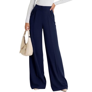 PRETTYGARDEN Women’s Wide Leg Work Dress Pants Trousers(Navy Blue)
