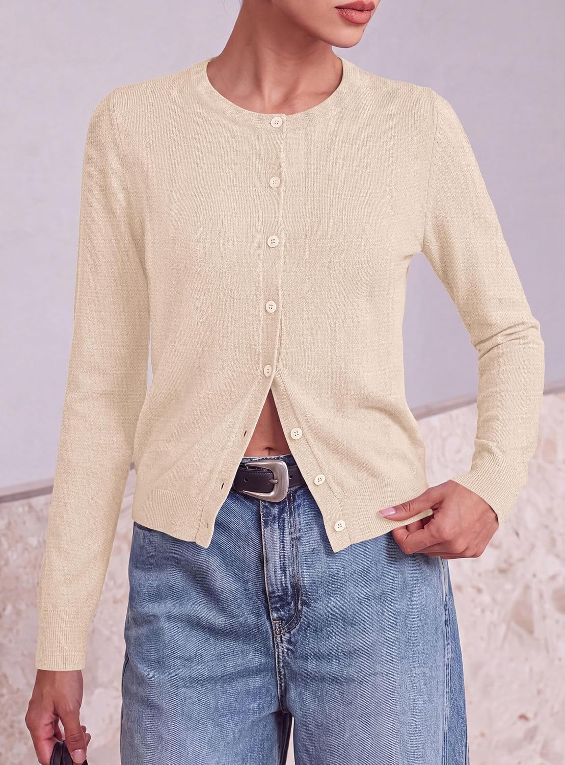 image:imagePRETTYGARDEN Lightweight Cardigans for Women Knit SweatersApricot