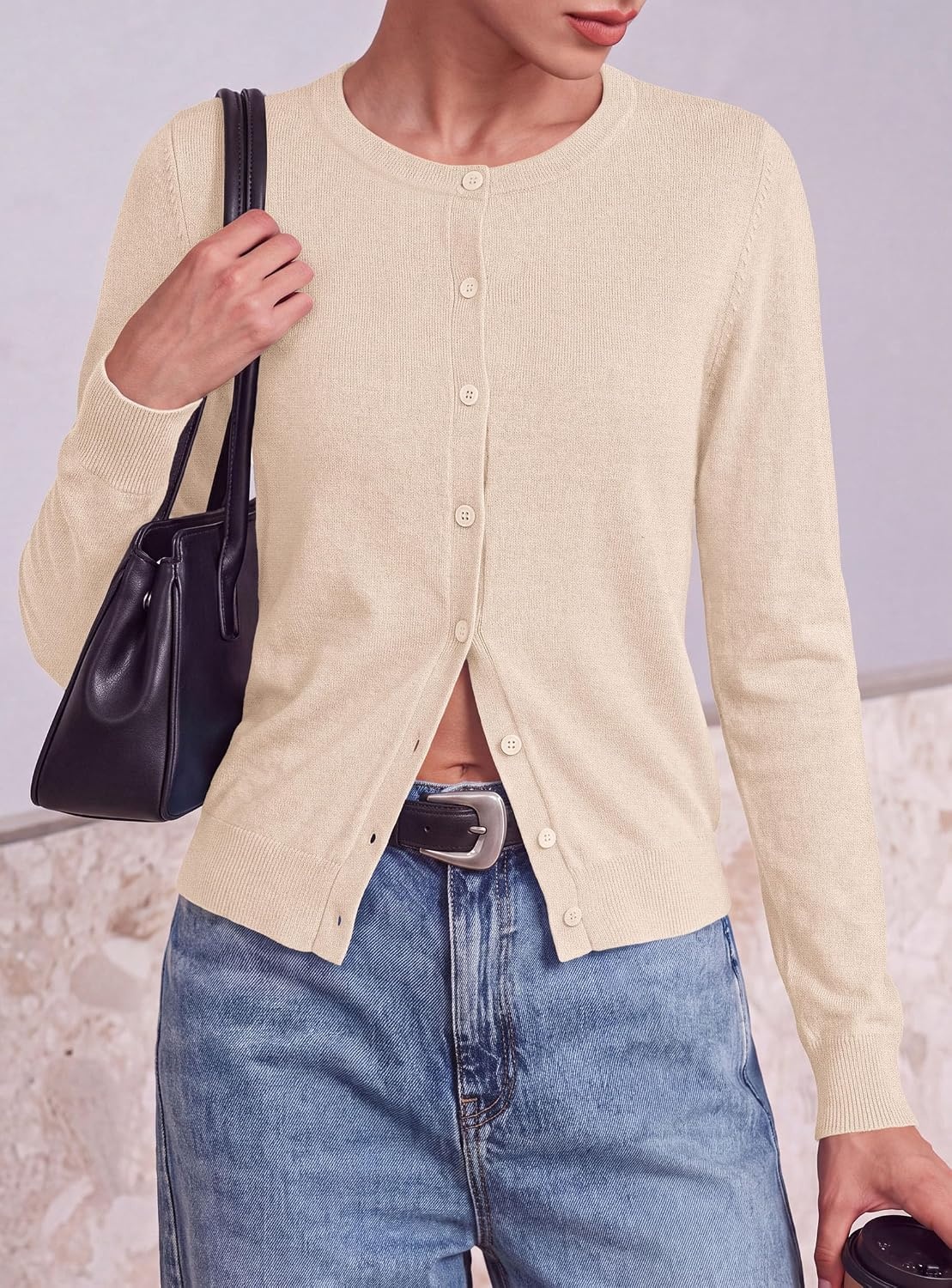 image:imagePRETTYGARDEN Lightweight Cardigans for Women Knit SweatersApricot