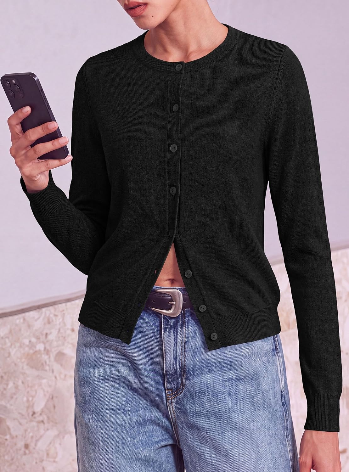 image:imagePRETTYGARDEN Lightweight Cardigans for Women Knit SweatersBlack