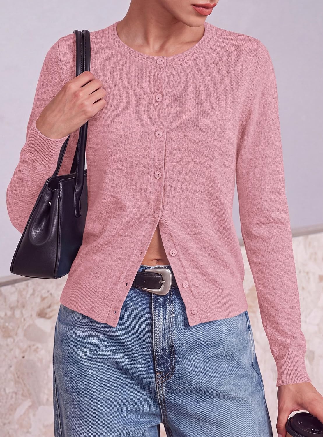 image:imagePRETTYGARDEN Lightweight Cardigans for Women Knit SweatersPink