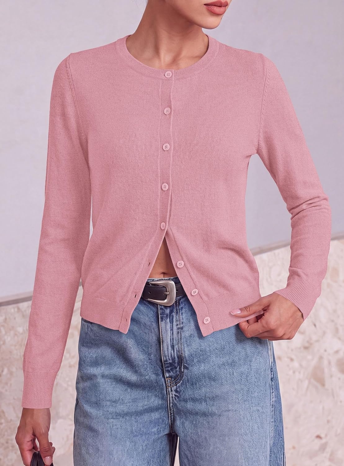 image:imagePRETTYGARDEN Lightweight Cardigans for Women Knit SweatersPink