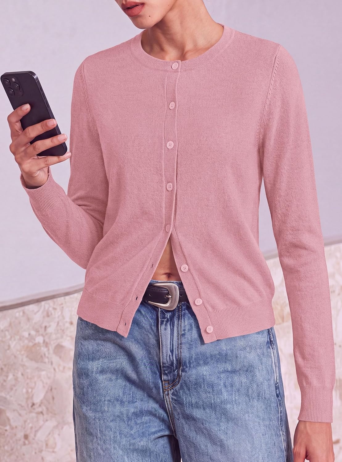 image:imagePRETTYGARDEN Lightweight Cardigans for Women Knit SweatersPink