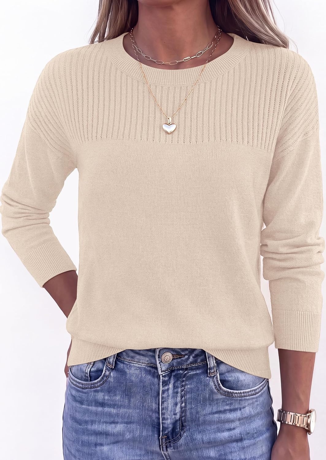 image:imagePRETTYGARDEN Sweaters for Women Lightweight Pullover TopsApricot