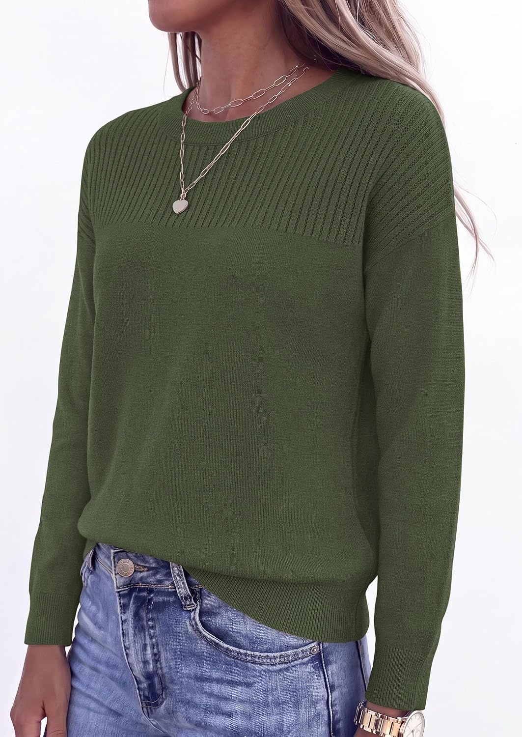 image:imagePRETTYGARDEN Sweaters for Women Lightweight Pullover TopsArmy Green