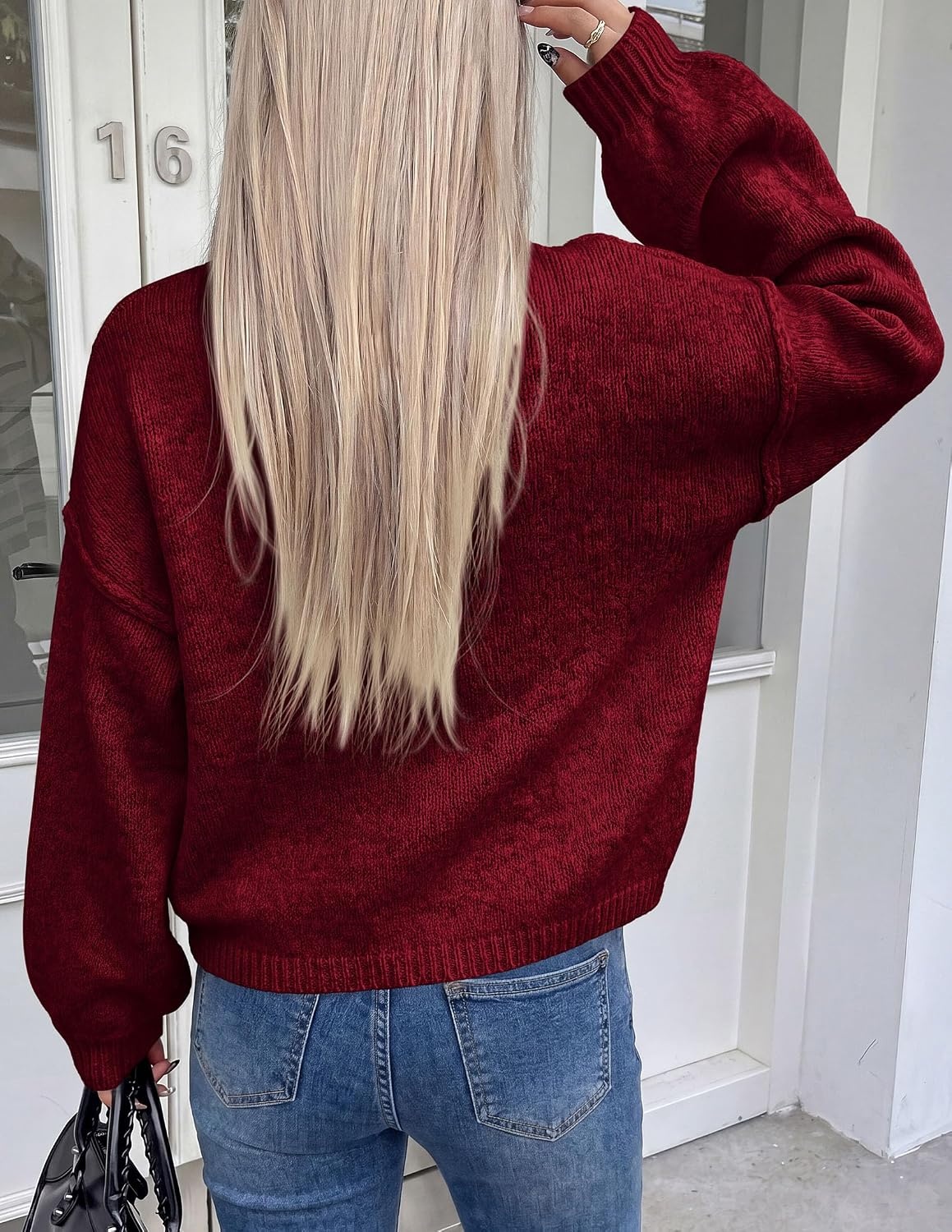 image:imagePRETTYGARDEN Womens Button up Chunky Knit Cardigan SweatersBurgundy