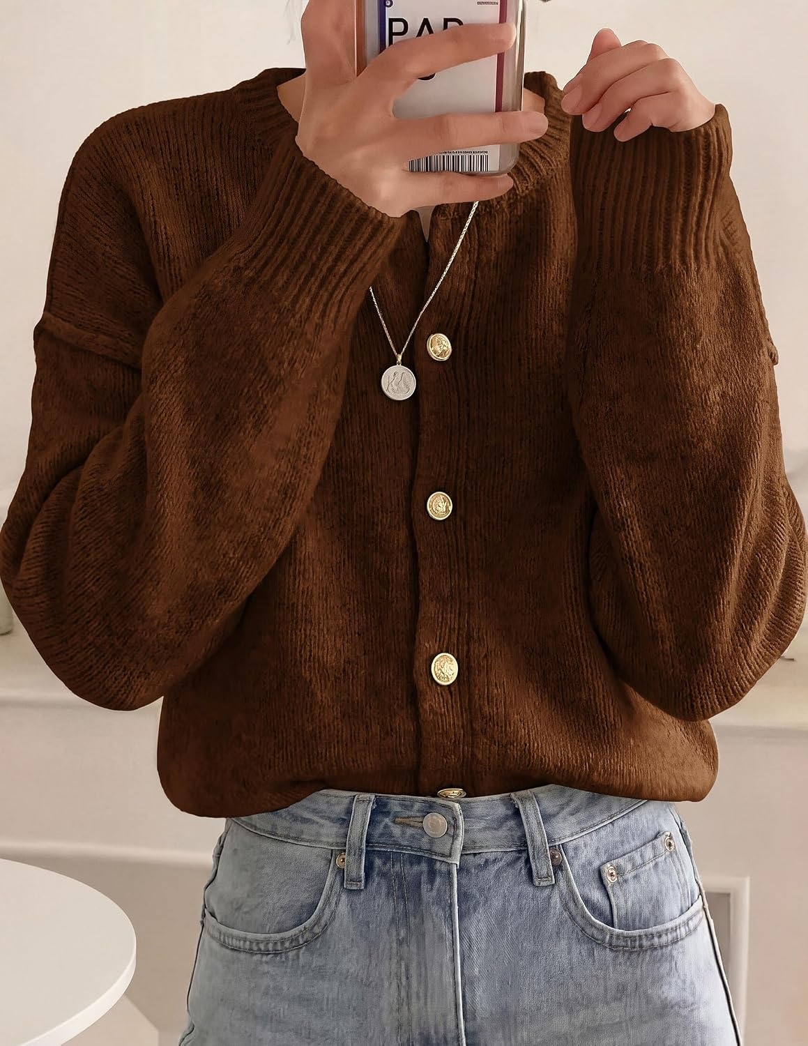image:imagePRETTYGARDEN Womens Button up Chunky Knit Cardigan SweatersCaramel