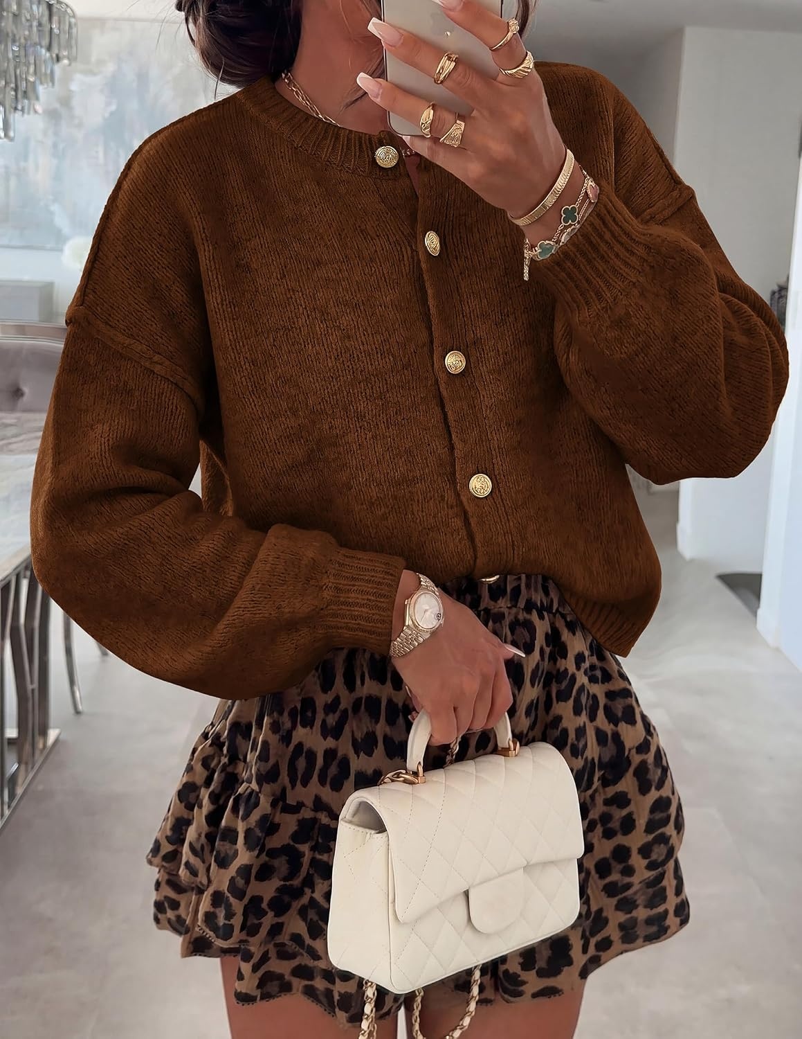 image:imagePRETTYGARDEN Womens Button up Chunky Knit Cardigan SweatersCaramel