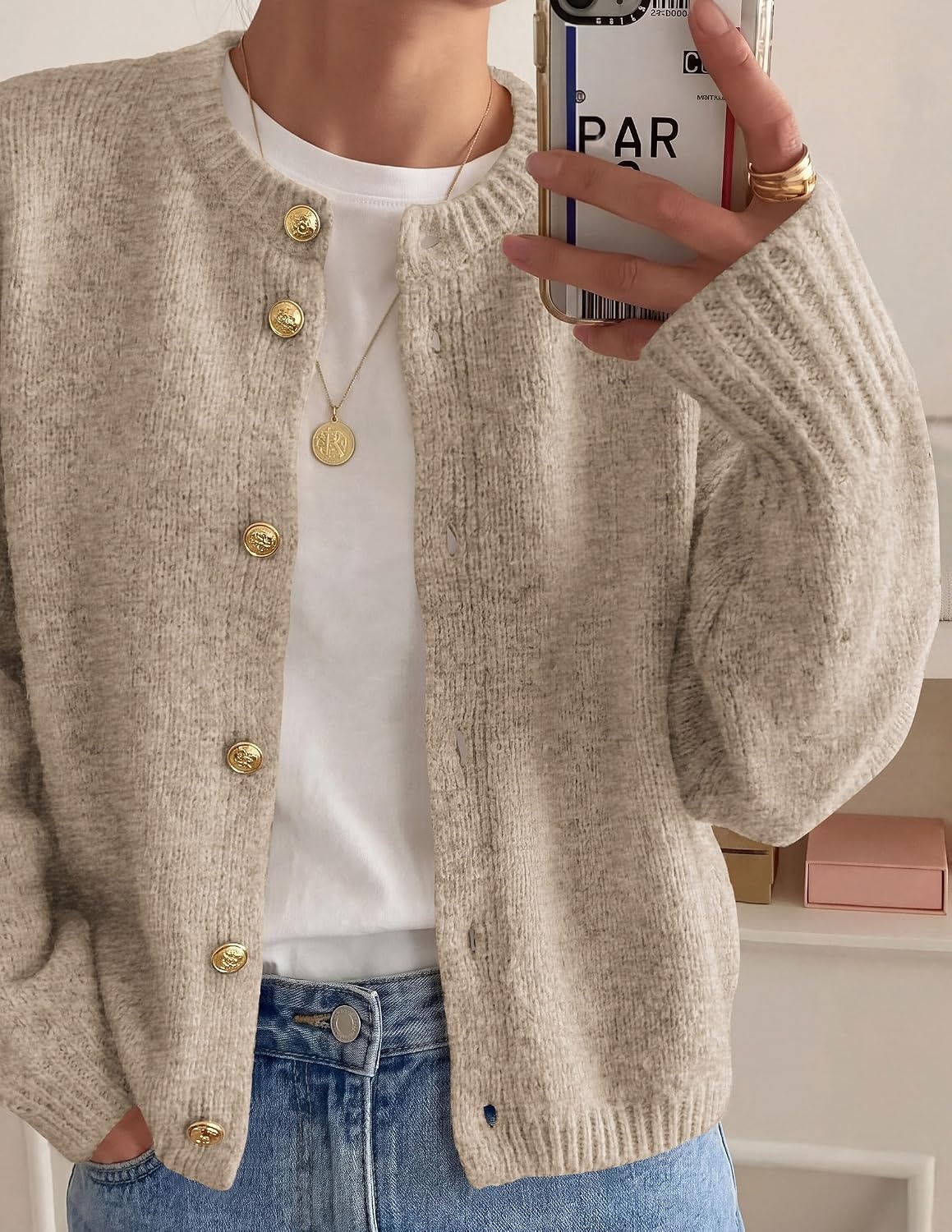 image:imagePRETTYGARDEN Womens Button up Chunky Knit Cardigan SweatersKhaki