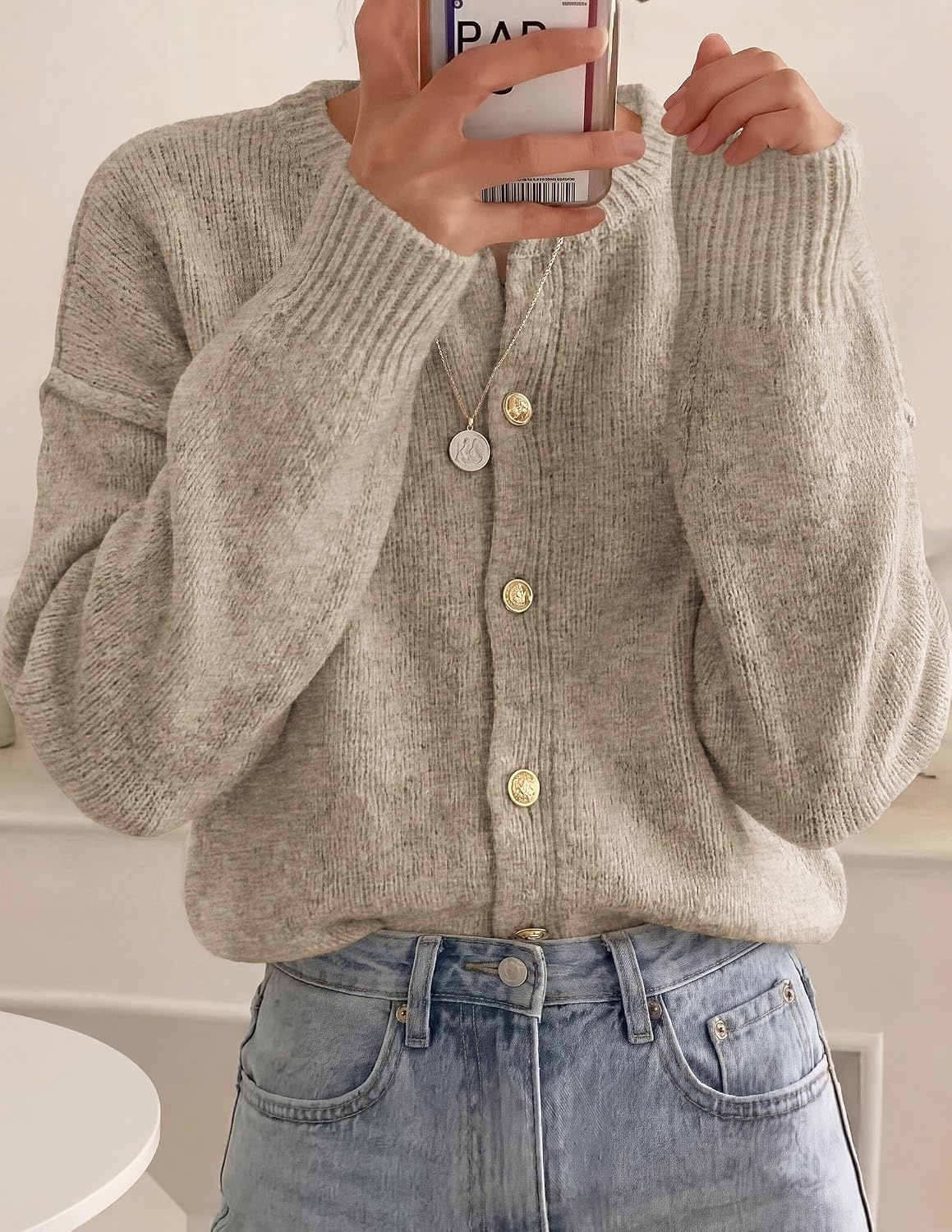 image:imagePRETTYGARDEN Womens Button up Chunky Knit Cardigan SweatersKhaki