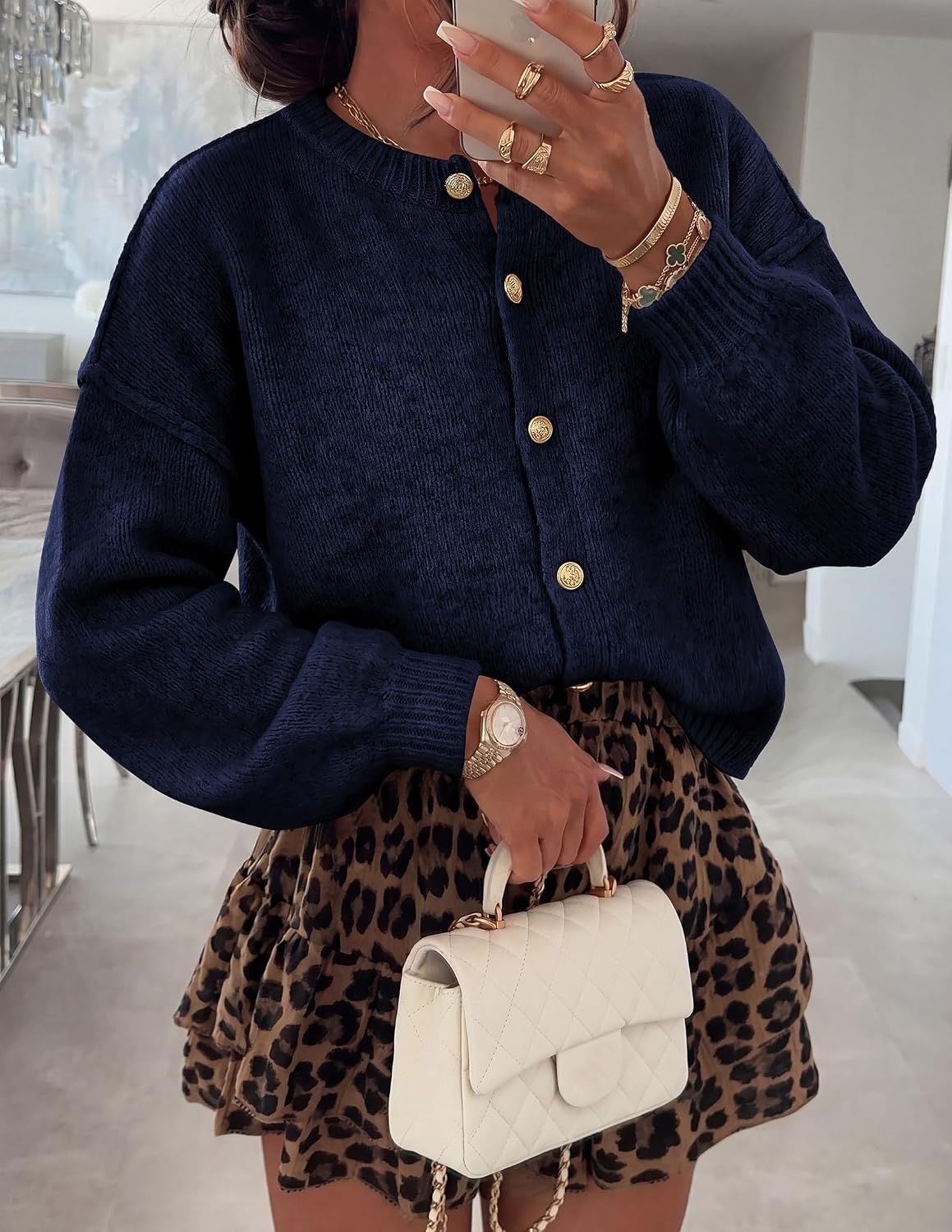 image:imagePRETTYGARDEN Womens Button up Chunky Knit Cardigan SweatersRoyal Blue