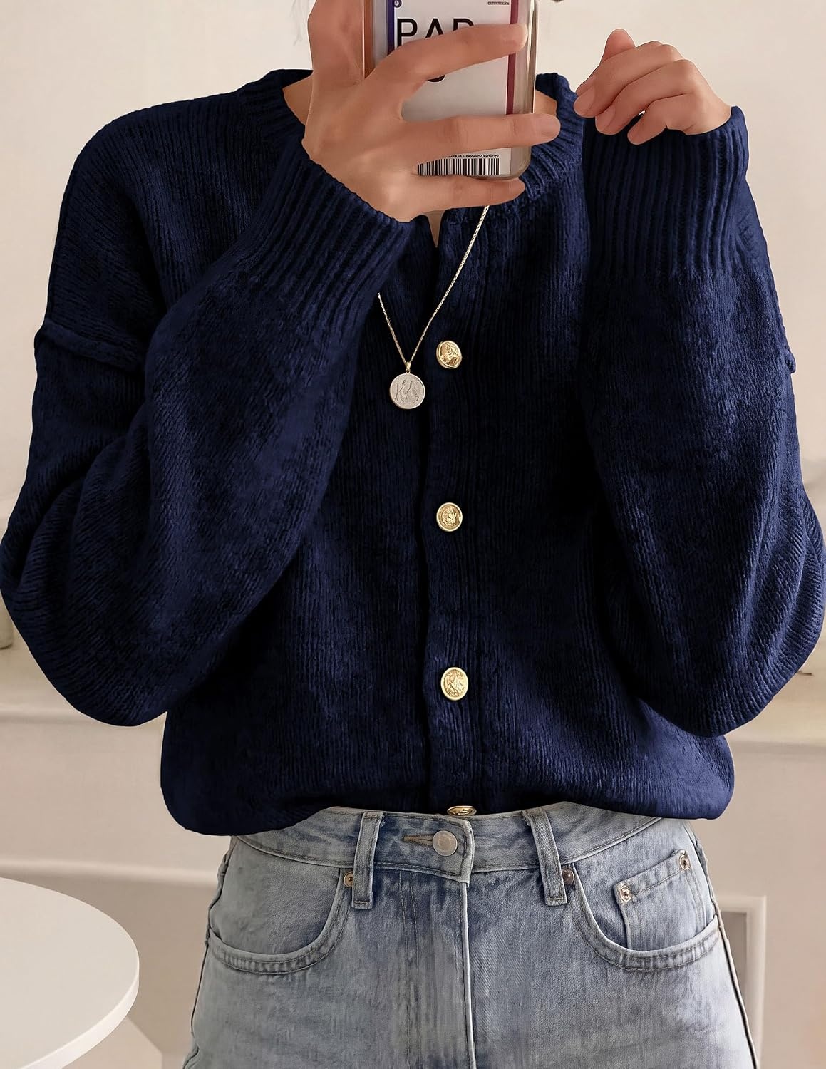 image:imagePRETTYGARDEN Womens Button up Chunky Knit Cardigan SweatersRoyal Blue