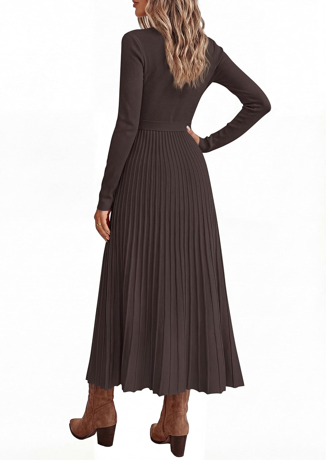 image:imagePRETTYGARDEN Womens Fall Maxi Long Sleeve Sweater DressBrown
