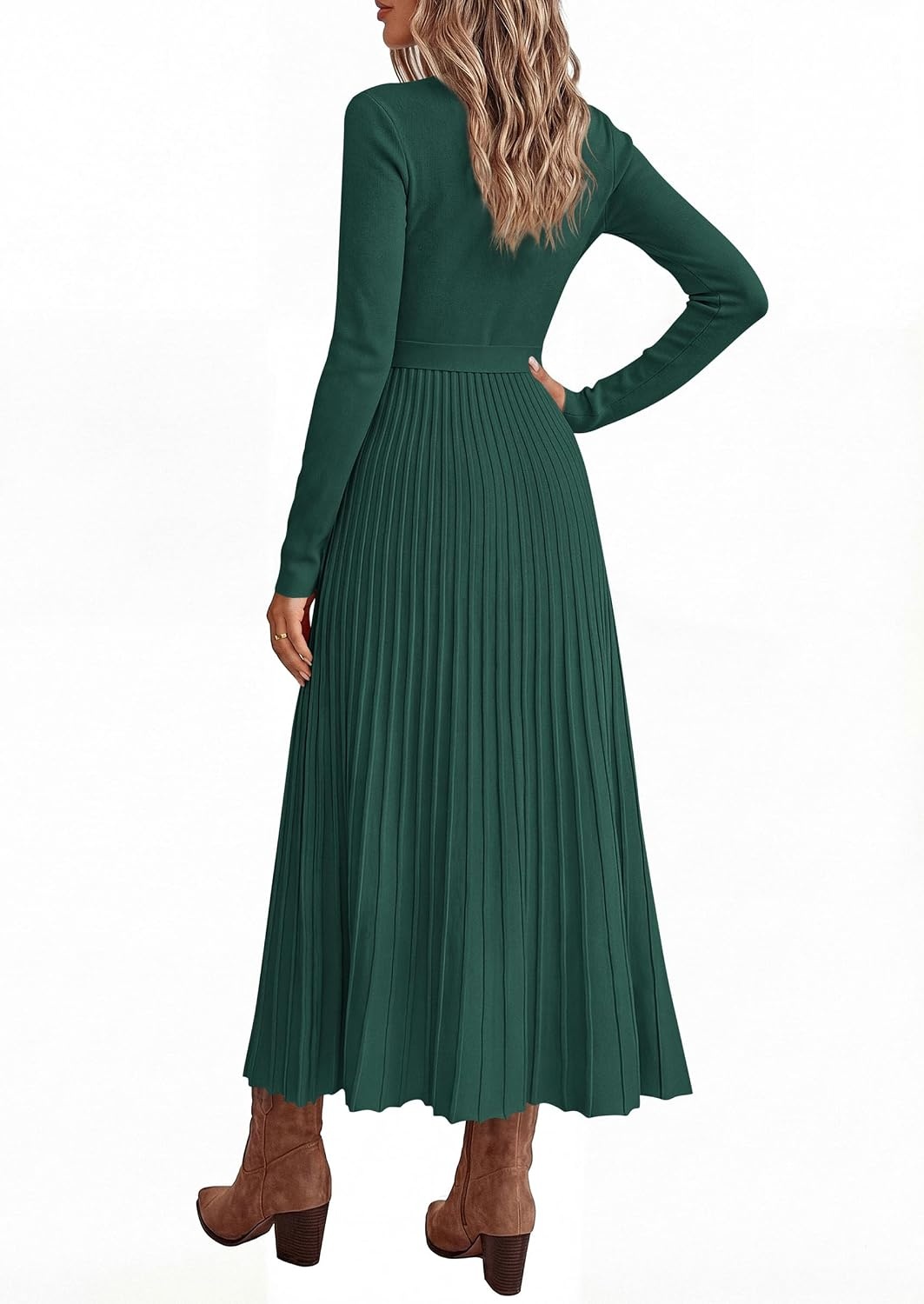 image:imagePRETTYGARDEN Womens Fall Maxi Long Sleeve Sweater DressDark Green