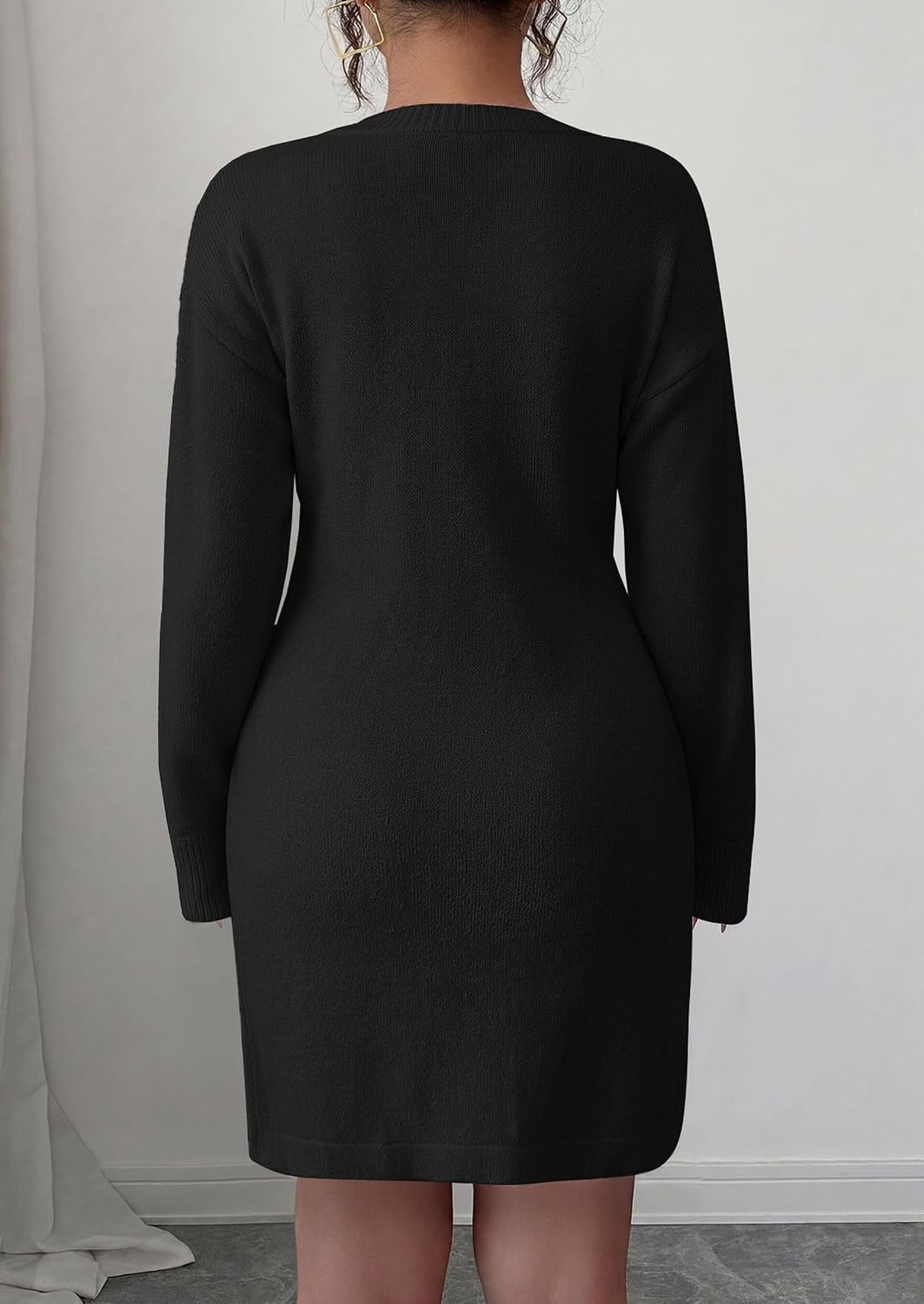 image:imagePRETTYGARDEN Womens Floral Embroidered Bodycon Sweater DressBlack