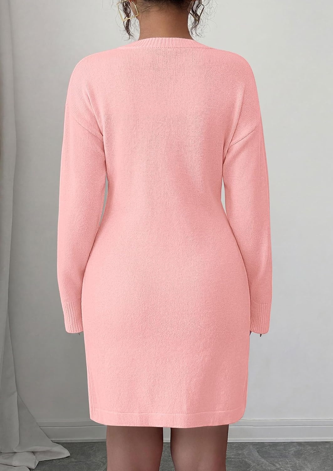 image:imagePRETTYGARDEN Womens Floral Embroidered Bodycon Sweater DressPink