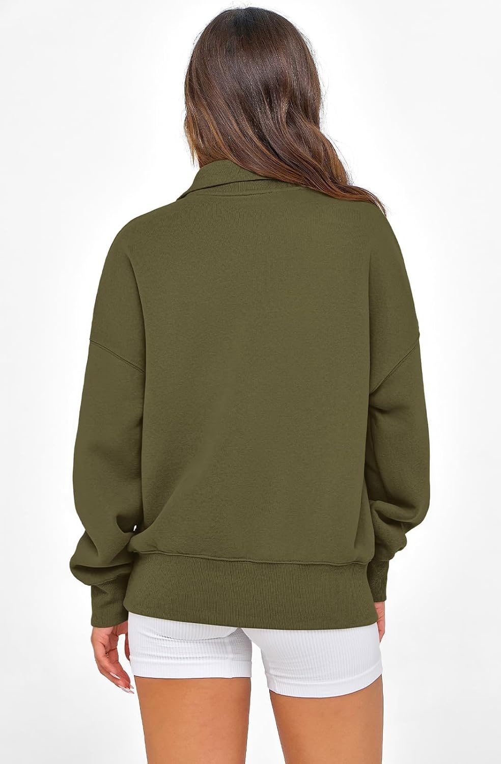 image:imagePRETTYGARDEN Womens Half Zip Oversized Sweatshirts Fleece Hoodies TrendyArmy Green