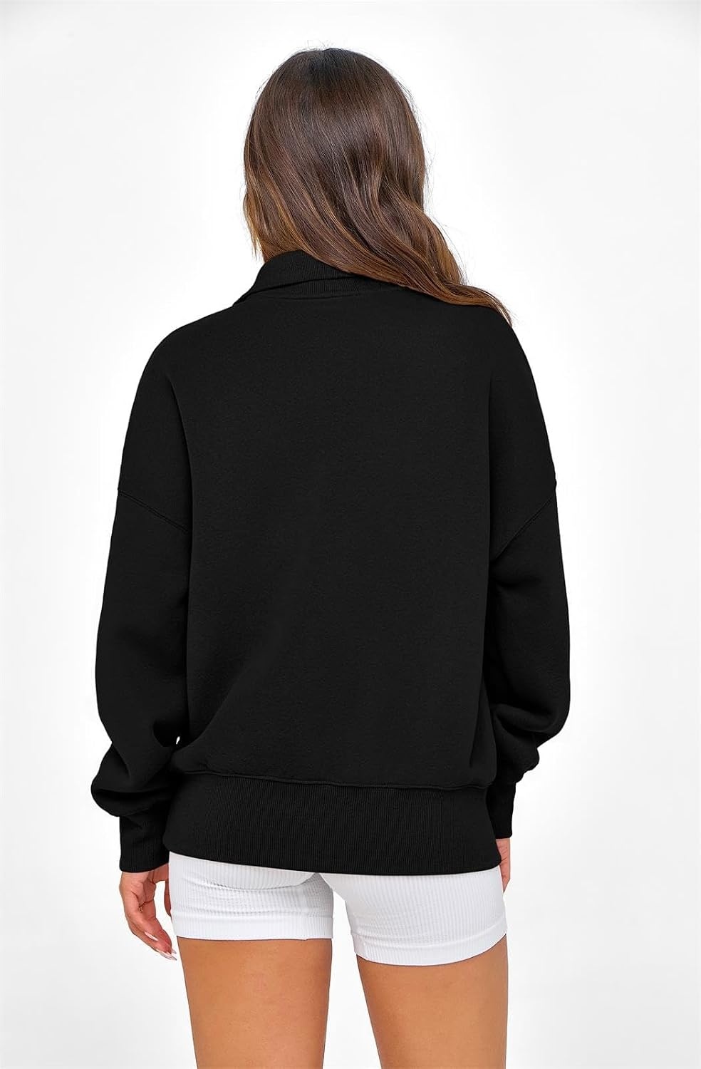 image:imagePRETTYGARDEN Womens Half Zip Oversized Sweatshirts Fleece Hoodies TrendyBlack