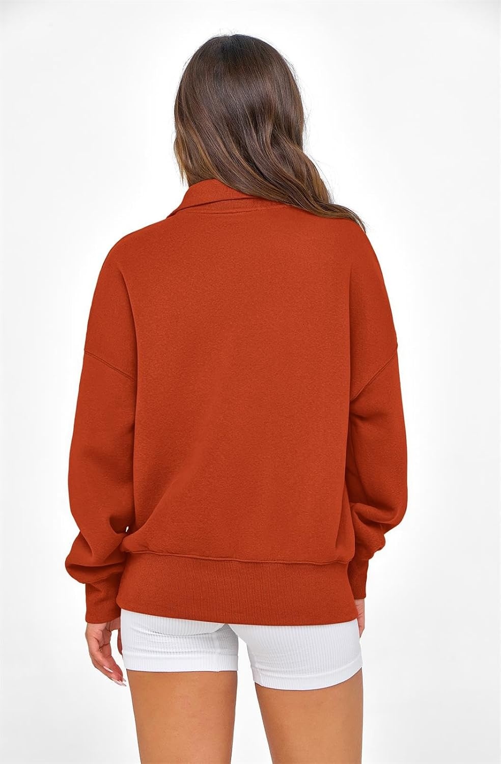 image:imagePRETTYGARDEN Womens Half Zip Oversized Sweatshirts Fleece Hoodies TrendyBrick Red