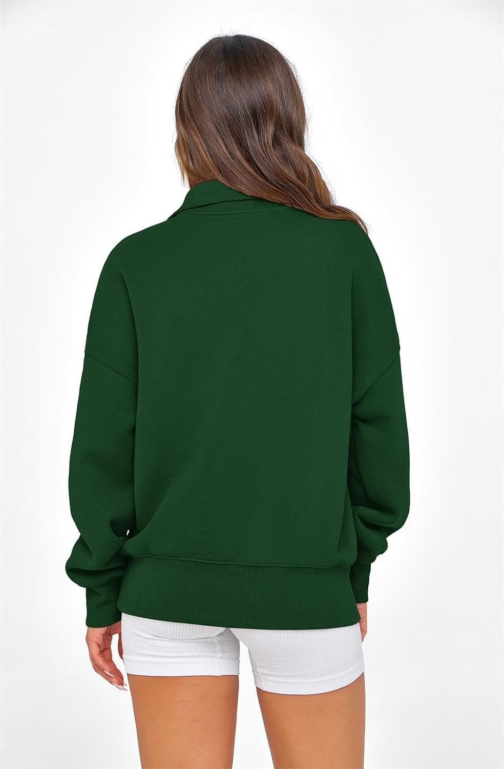 image:imagePRETTYGARDEN Womens Half Zip Oversized Sweatshirts Fleece Hoodies TrendyDark Green