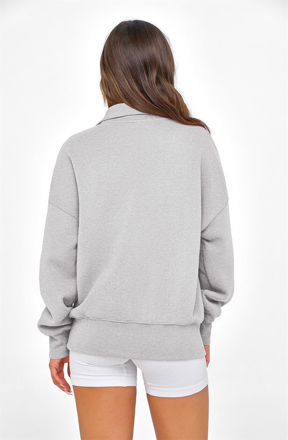 image:imagePRETTYGARDEN Womens Half Zip Oversized Sweatshirts Fleece Hoodies TrendyGrey