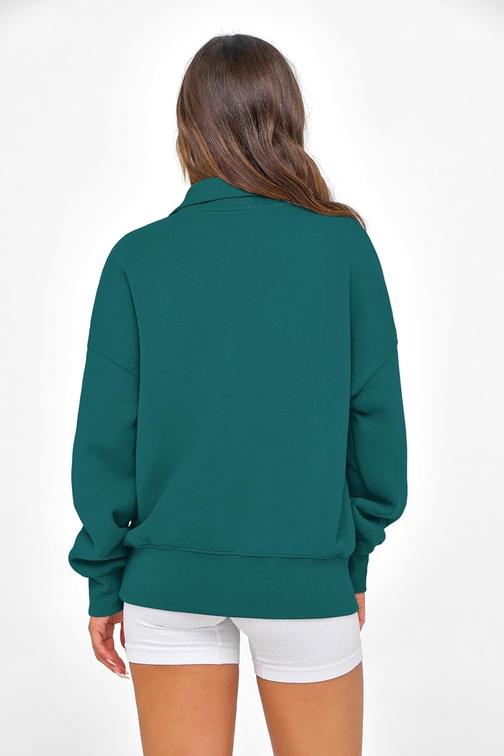 image:imagePRETTYGARDEN Womens Half Zip Oversized Sweatshirts Fleece Hoodies TrendyLake Blue