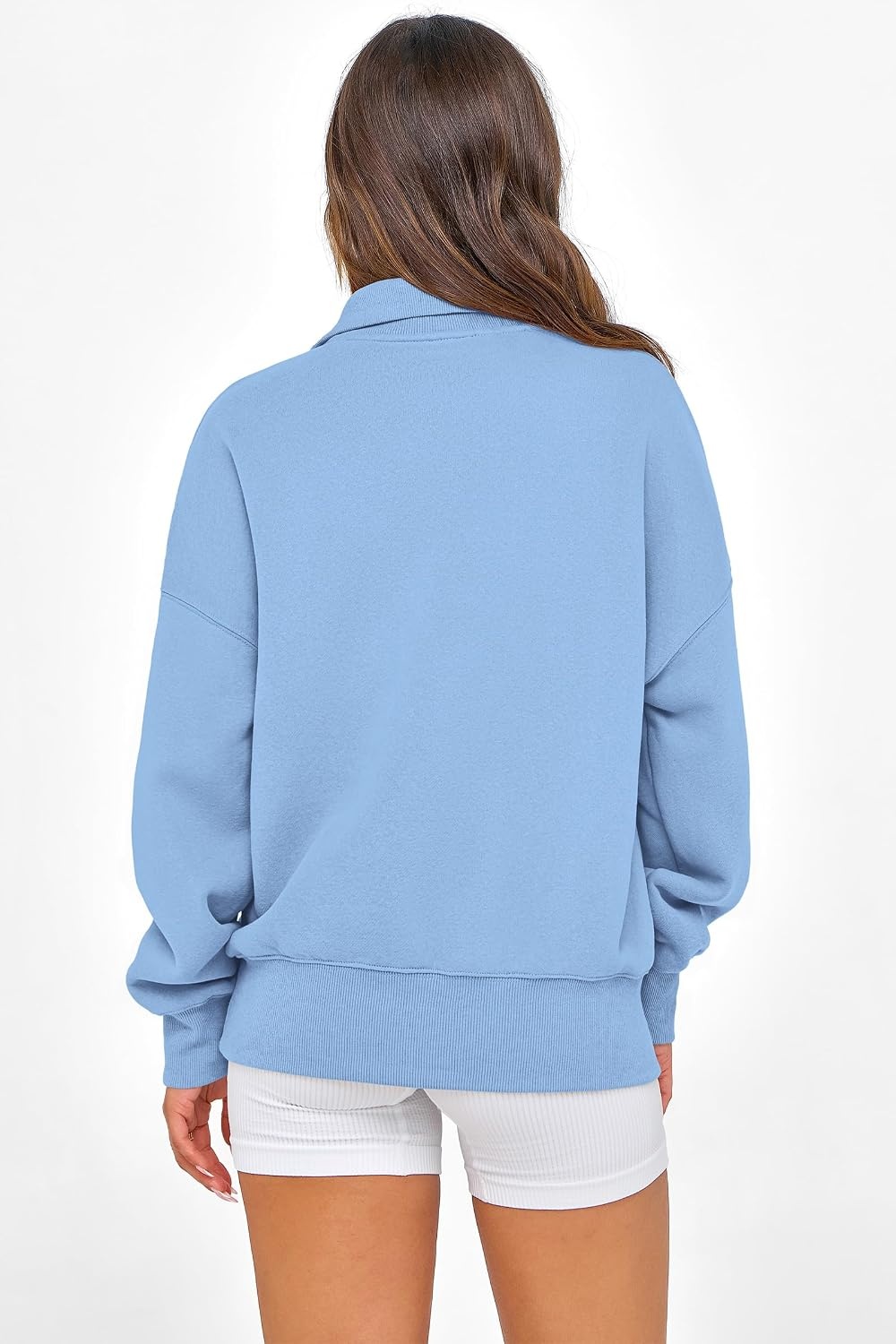 image:imagePRETTYGARDEN Womens Half Zip Oversized Sweatshirts Fleece Hoodies TrendyLight Blue
