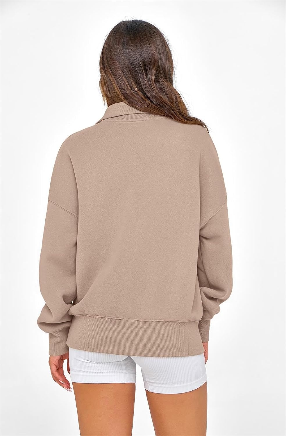 image:imagePRETTYGARDEN Womens Half Zip Oversized Sweatshirts Fleece Hoodies TrendyLight Coffee