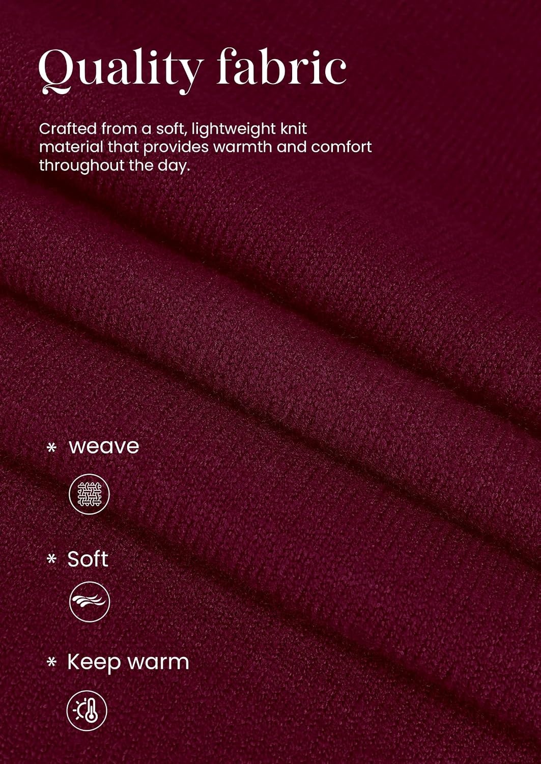 image:imagePRETTYGARDEN Womens Knit Cardigan Lightweight Cozy SweatersBurgundy