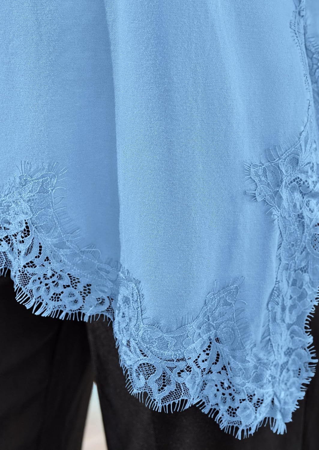 image:imagePRETTYGARDEN Womens Long Sleeve Asymmetrical Lace Tops FallLight Blue