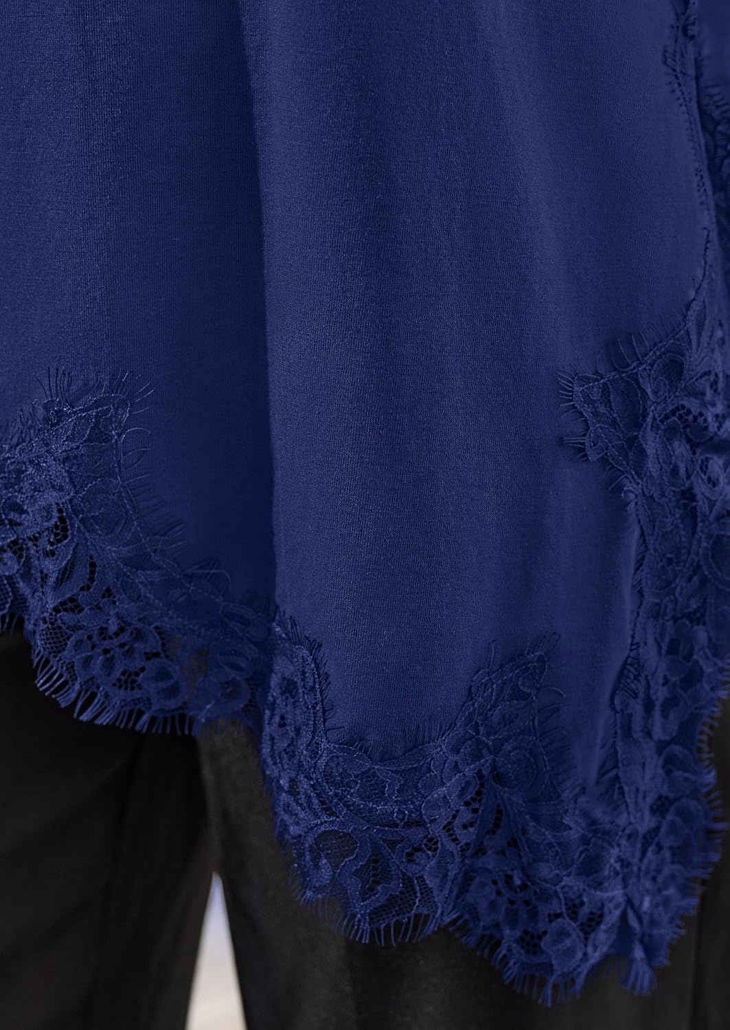 image:imagePRETTYGARDEN Womens Long Sleeve Asymmetrical Lace Tops FallNavy Blue