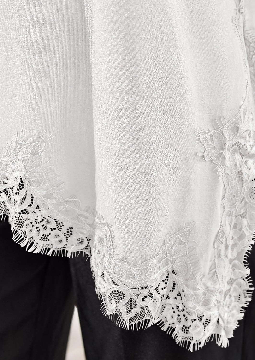 image:imagePRETTYGARDEN Womens Long Sleeve Asymmetrical Lace Tops FallWhite