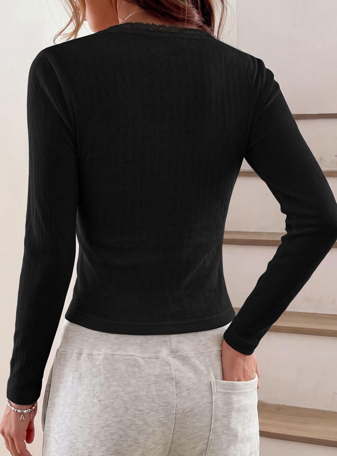 image:imagePRETTYGARDEN Womens Long Sleeve Henley Shirts Going Out TopsBlack