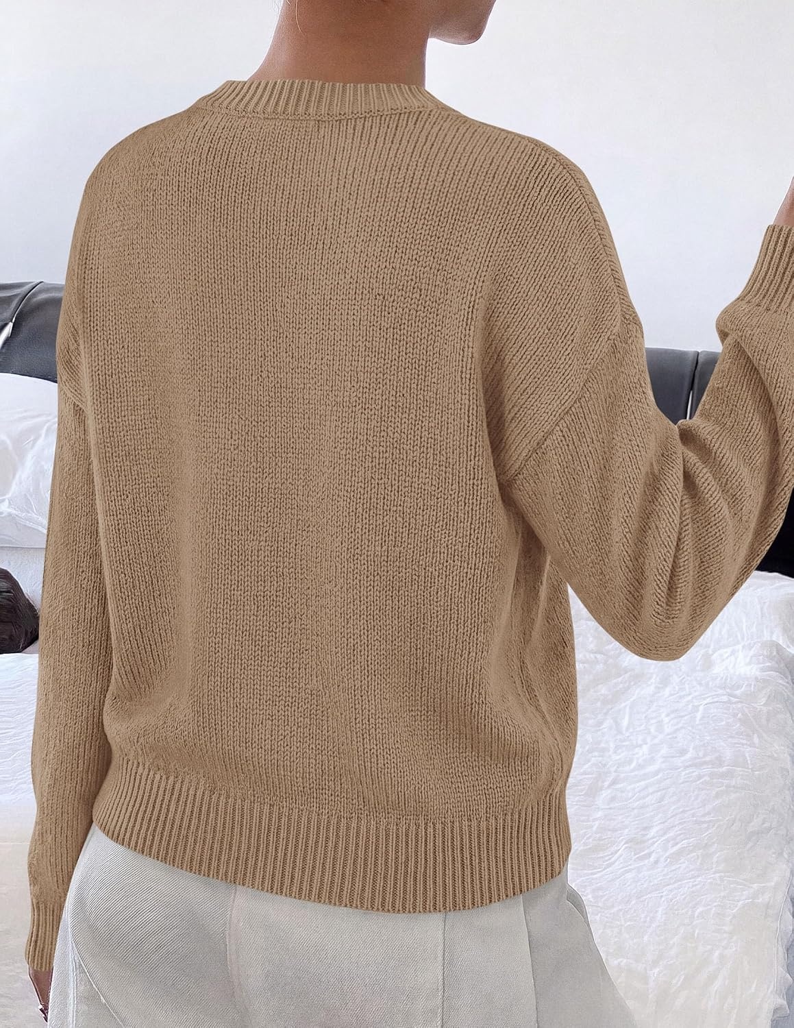 image:imagePRETTYGARDEN Womens Oversized 3D Floral Knit SweaterGrey Khaki