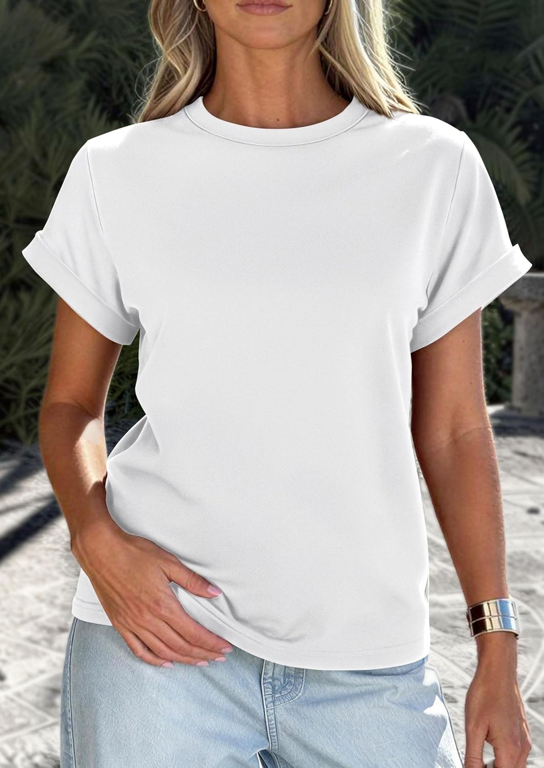 image:imagePRETTYGARDEN Womens Summer Tops Short Sleeve ShirtsWhite