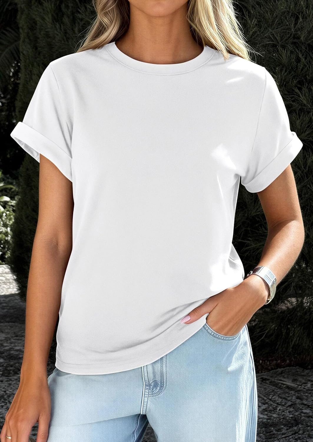 image:imagePRETTYGARDEN Womens Summer Tops Short Sleeve ShirtsWhite