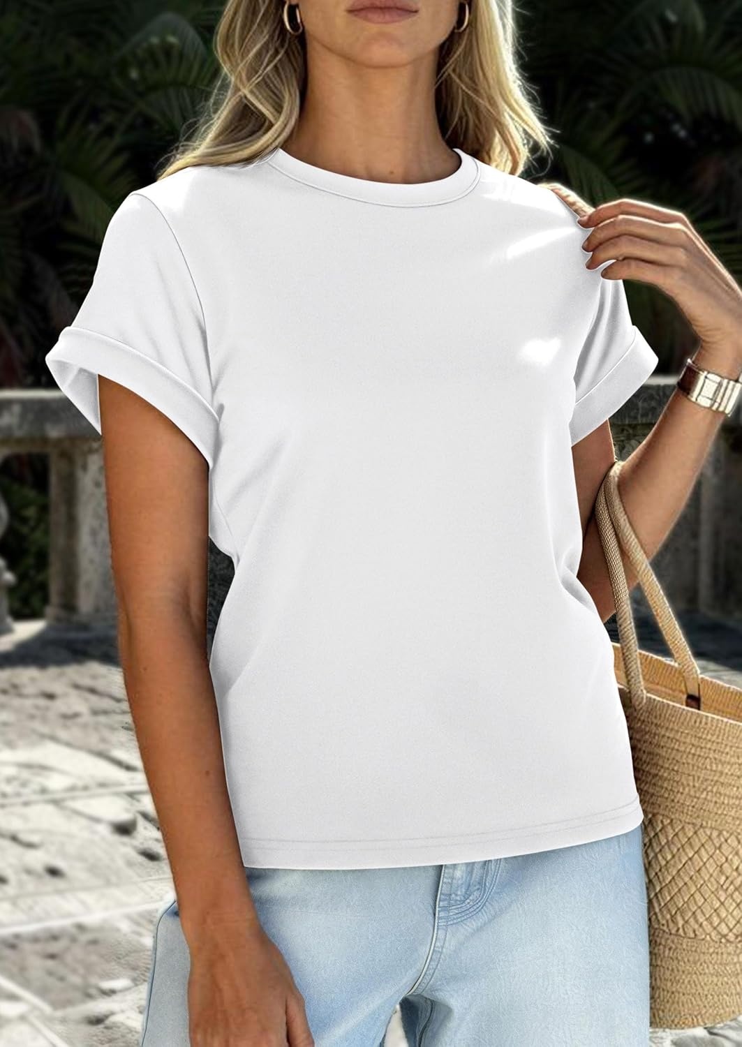 image:imagePRETTYGARDEN Womens Summer Tops Short Sleeve ShirtsWhite