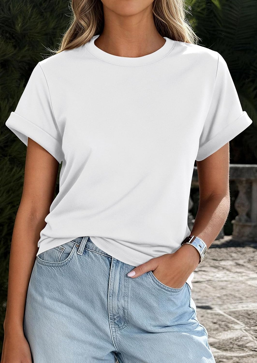 image:imagePRETTYGARDEN Womens Summer Tops Short Sleeve ShirtsWhite