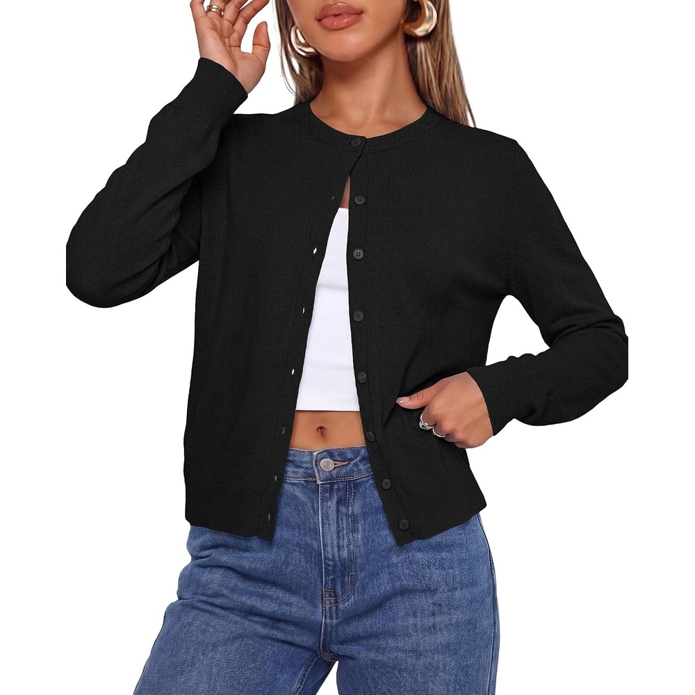image:imagePRETTYGARDEN Lightweight Cardigans for Women Knit SweatersBlack