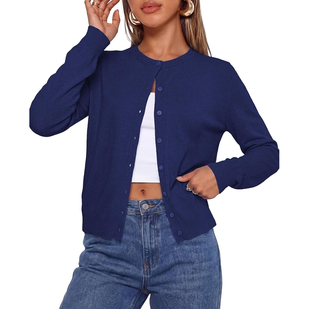 image:imagePRETTYGARDEN Lightweight Cardigans for Women Knit SweatersDark Blue
