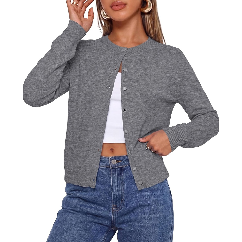 image:imagePRETTYGARDEN Lightweight Cardigans for Women Knit SweatersGrey