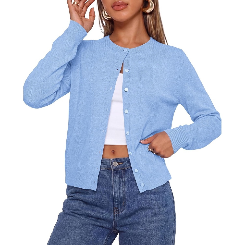 image:imagePRETTYGARDEN Lightweight Cardigans for Women Knit SweatersLight Blue