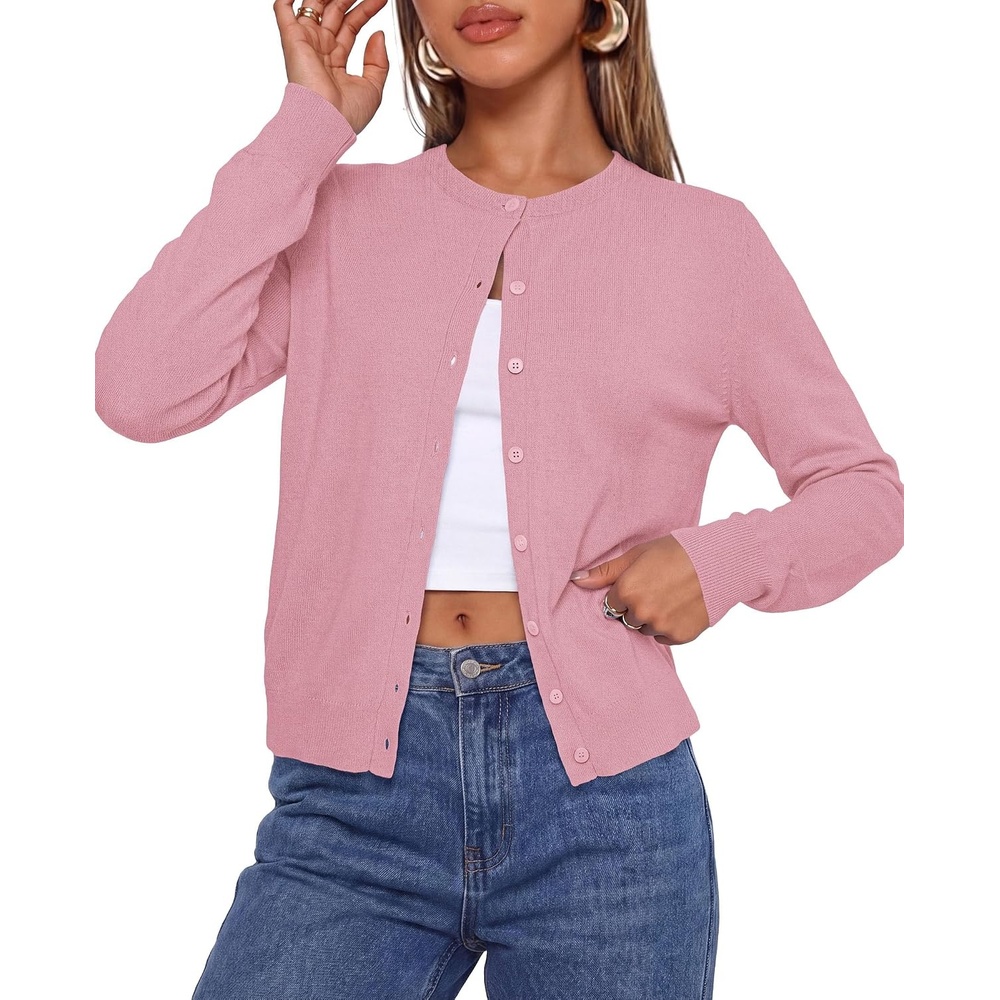 image:imagePRETTYGARDEN Lightweight Cardigans for Women Knit SweatersPink